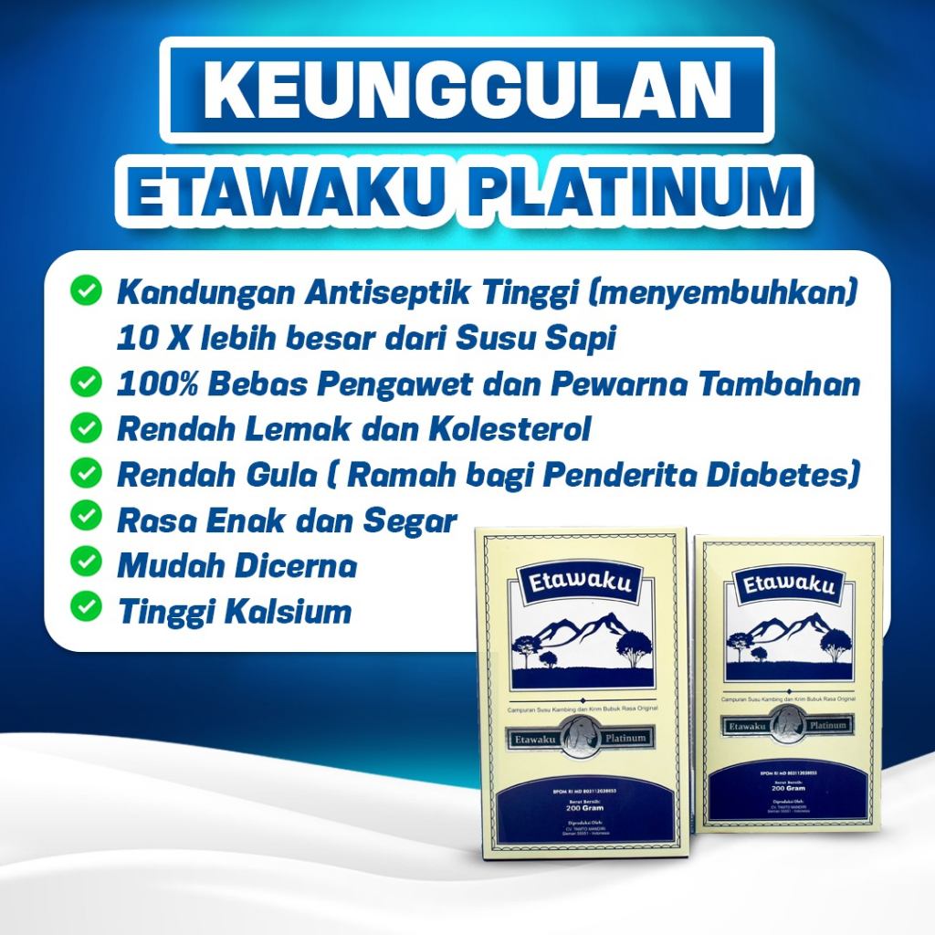 Etawaku Platinum - Paket 10 Box Krimer Bubuk Susu Kambing Provit Etawa Bebas Pengawet Rendah Gula Atasi Gangguan Pernapasan Pernafasan Asma Bronkitis Bronkhitis Pneumonia Lancarkan Sistem Pencernaan Asi Booster