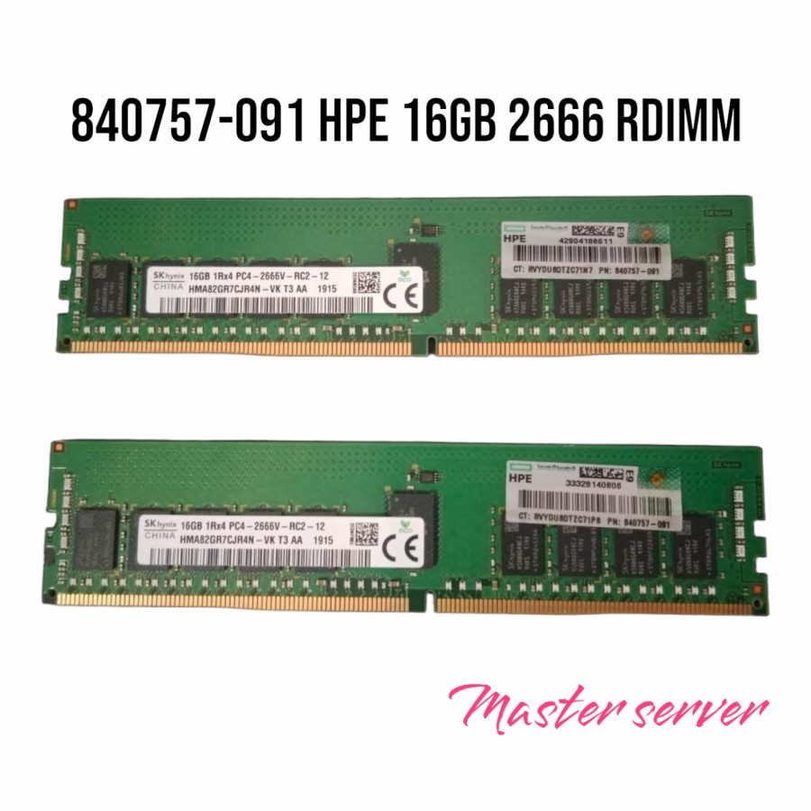 840757-091 HPE 16-GB Single Rank 1rx4 DDR4-2666 DL360 DL380 G9 G10