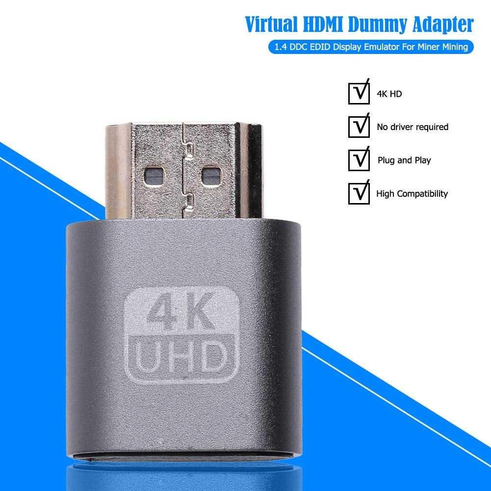 Plug HDMI Virtual Dummy Port Adapter Mining 1.4 DDC EDID 4K UHD - DZ025 - Gray