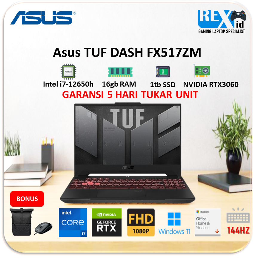 Asus TUF DASH FX517ZM I736B7TO RTX3060 6GB '15.6FHD