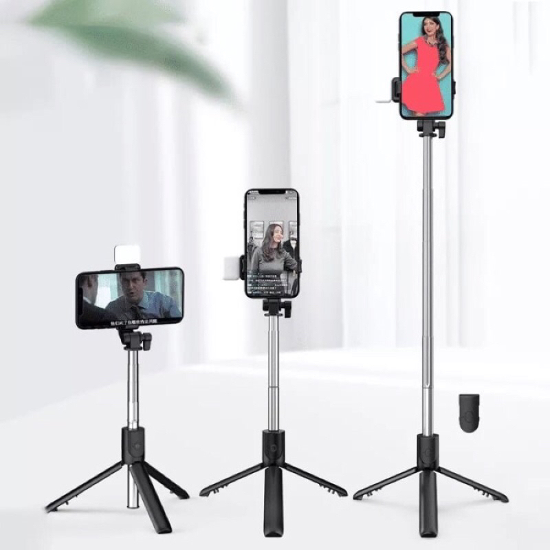 Tongsis Tripod Selfie Remote Bluetooth R1S With LED Flash