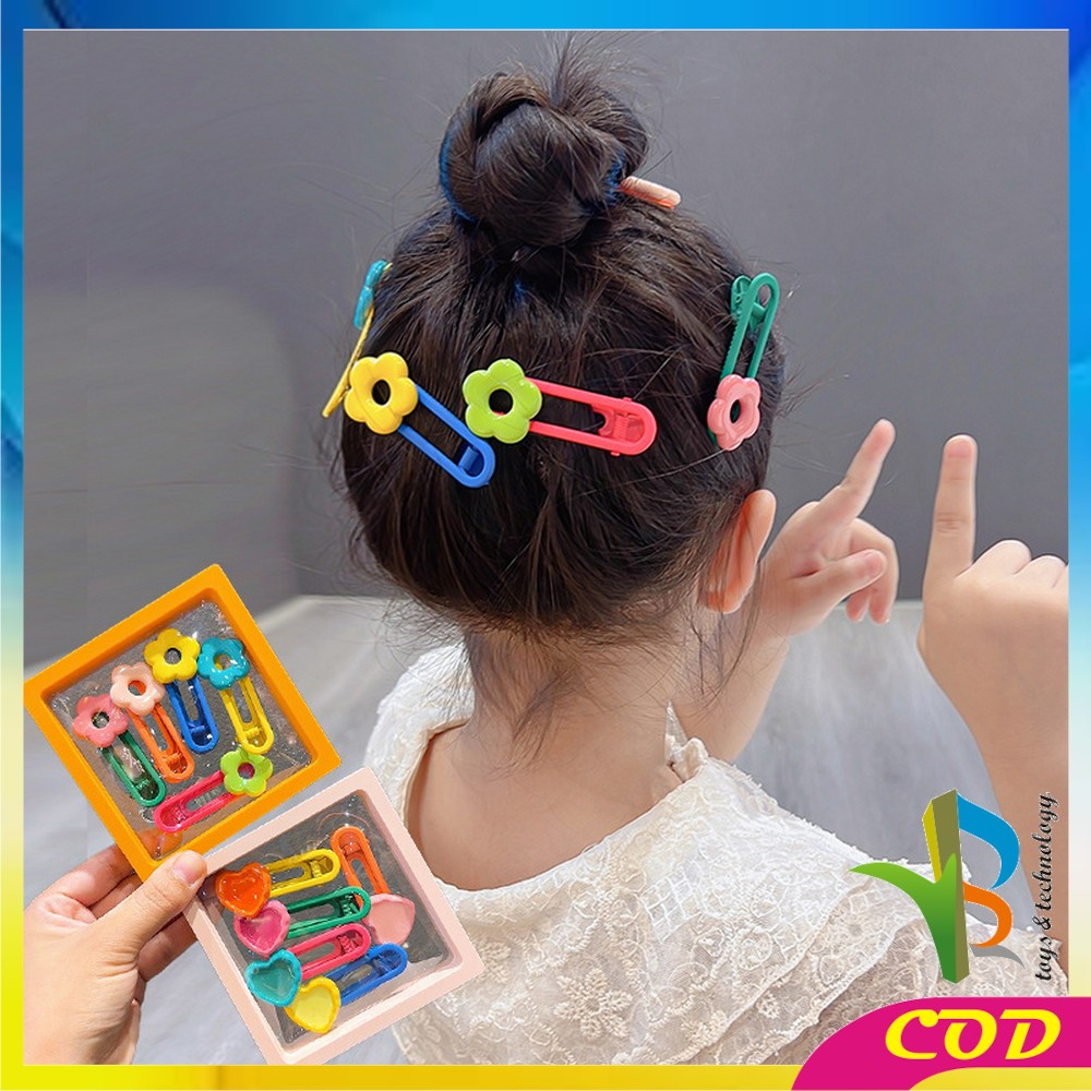 RB-C878 Jepit Rambut Anak Karakter 5IN1 Aksesoris Rambut Anak Perempuan Motif Bunga / Set Jepitan Rambut Korea Motif Love Lucu Isi 5pcs Hair Pin Set Import