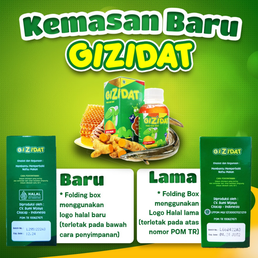 Gizidat  Paket 2 box | Gizidat Original Gijidat Vitamin Penambah Nafsu Makan &amp; Berat Badan Anak Bayi – Suplemen Madu Ikan Sidat Rasa Manis Tanpa Efek Samping Tingkatkan Daya Tahan Tubuh Cerdaskan Otak Anak Tumbuh Kembang Masksimal