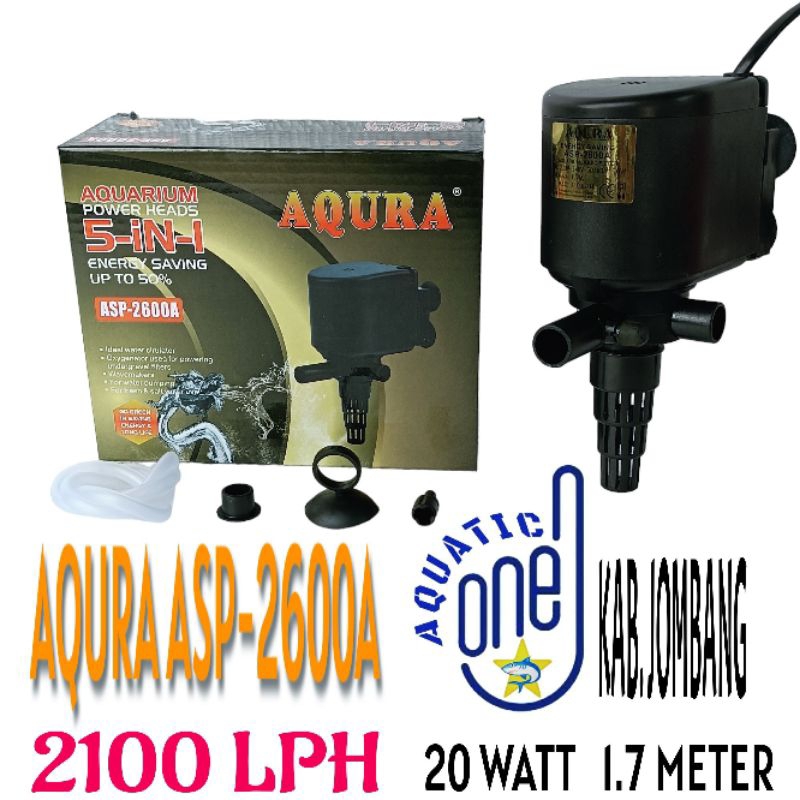 AQURA ASP 2600 mesin pompa celup aquarium kolam waterpump water pump filter submersible akuarium ph power heads 2000 Lph keatas liter per jam