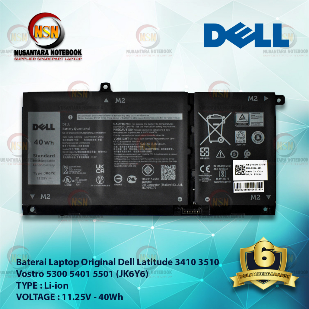 Baterai Dell Latitude 3410 Vostro JK6Y6 11.25V 40Wh