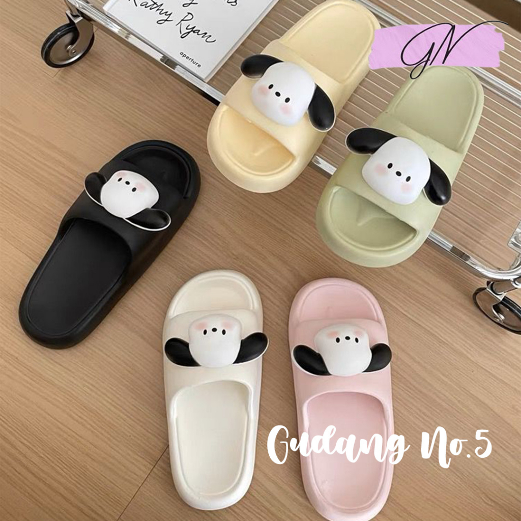 GN-2252-1 Sandal Selop Jelly Motif Doggy 3D Sandal Rumah Wanita Import PCU