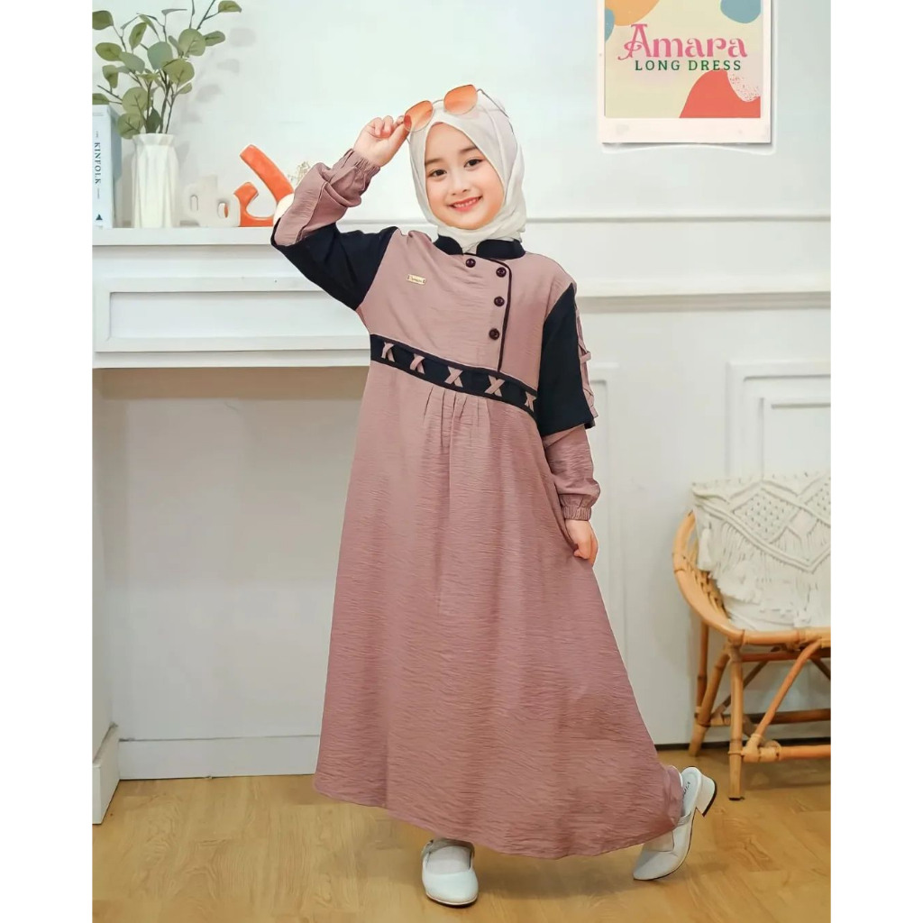 Afsheen Outfit - Amara Maxy Kids / Gamis Anak Terbaru kekinian / Dress Anak Tanggung / Gamis Anak Ta