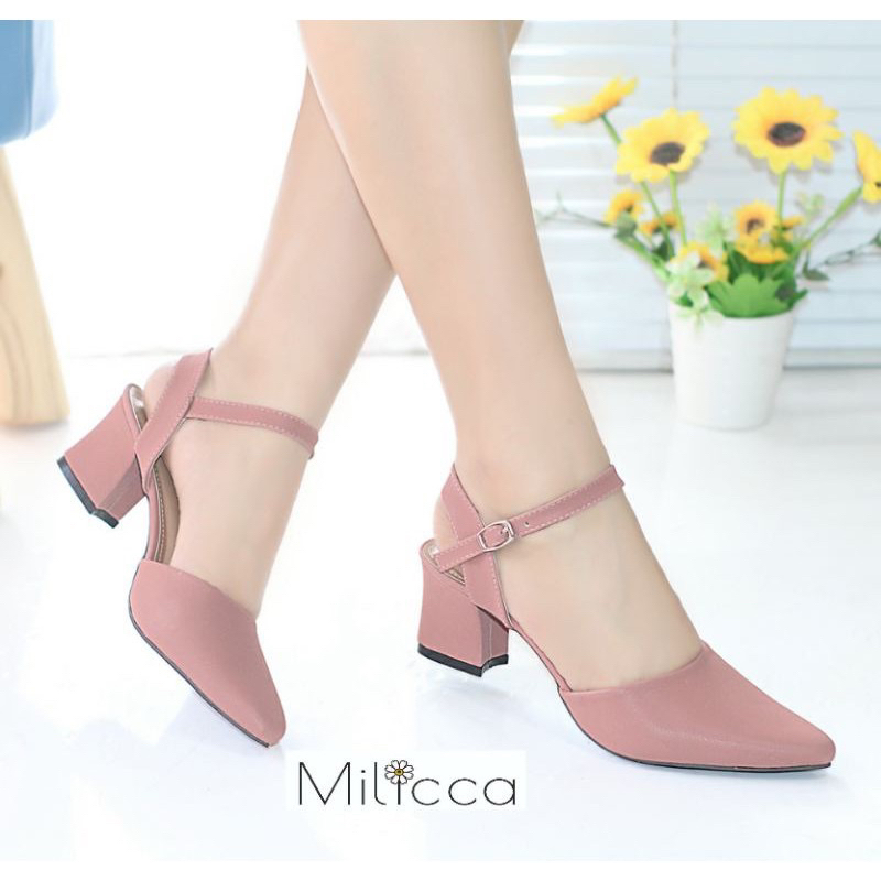 Milicca Sandal Wanita Mules Heels Hak 5 cm Hidelia