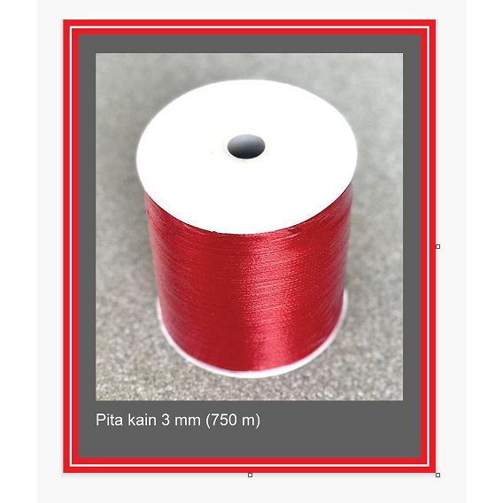 Pita Kain Merah Satin 3 mm Panjang 750 meter / Red Ribbon Rol Gulungan Jumbo besar buat bungkus kado dan dekorasi berbagai acara