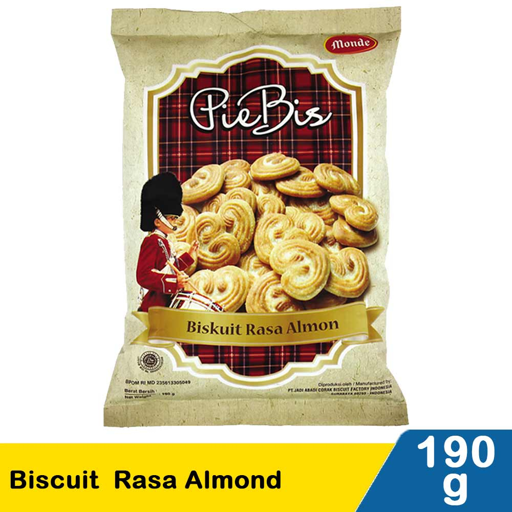 

Monde Piebis Kemasan 190 gram - Biskuit Rasa Kacang Almond - Kue Almond