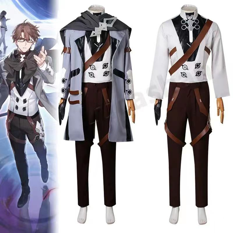 Honkai Star Rail Welt Yang Cosplay Costume Wig Game Uniform Glasses Trench Scarf Astral Express Anim