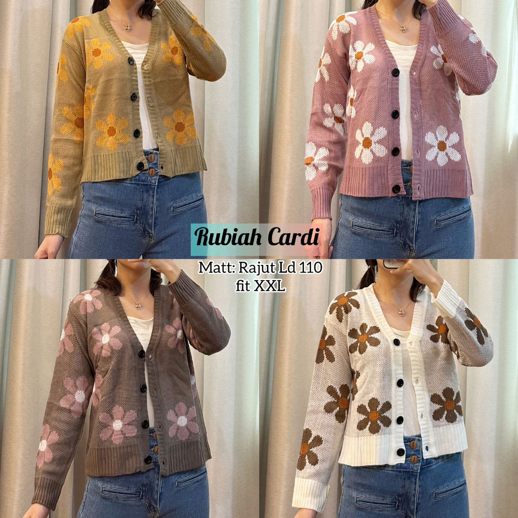 CARDIGAN RAJUT RUBIAH / ATASAN RAJUT / OUTER RAJUT BUNGA PREMIUM