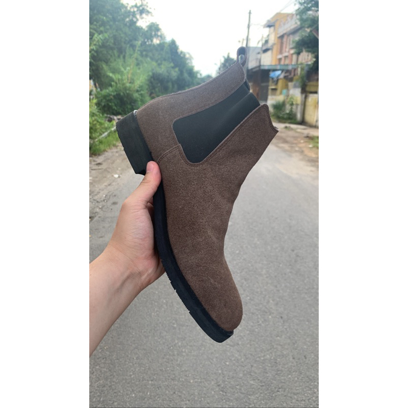 Sepatu Boots Kulit Asli - Vigos Chelsea V2 Suede Brown