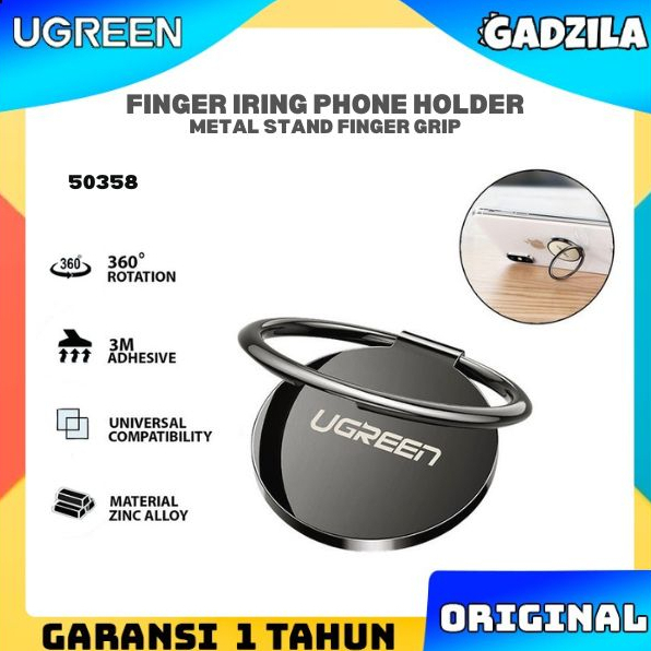 UGREEN Thin Finger iRing Phone Holder HP Metal Ring Cincin Grip Stand Rotate 360 Derajat Android Iphone 50358