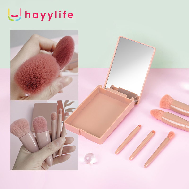 HAYYLIFE Makeup Brush Portable Set- Kuas Make up Set Brush Travel Brush Set Kuas Make up Set Mini Po