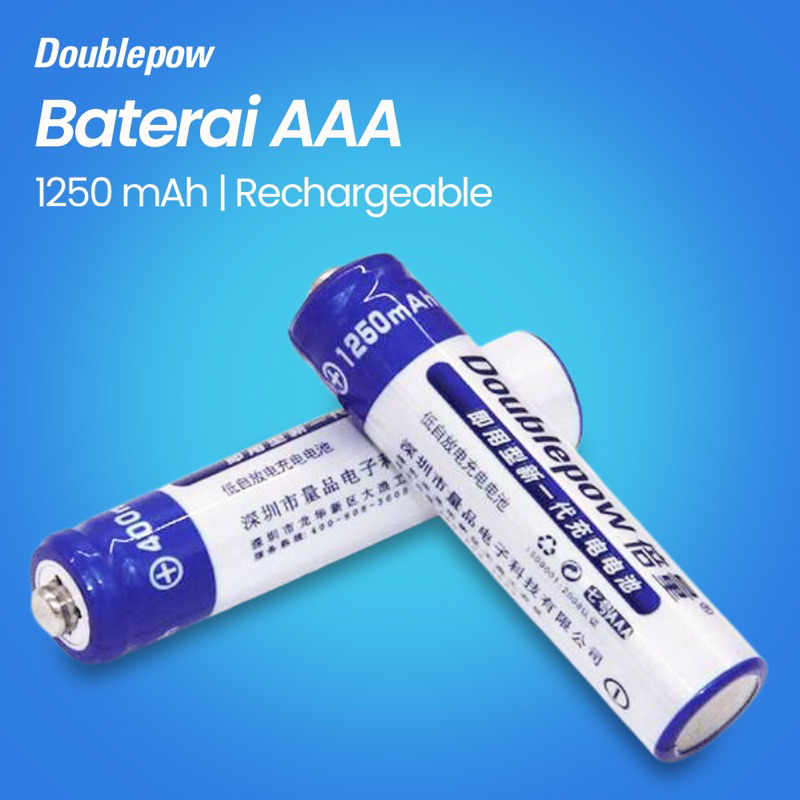 Doublepow AAA Baterai remote tv Rechargeable