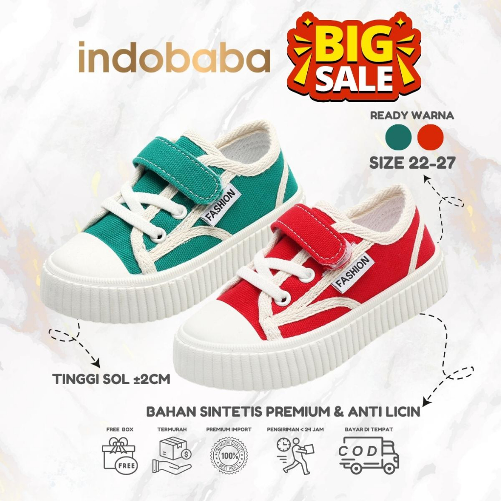 indobaba Sepatu Anak Perempuan Sneakers Anak Import Canvas Fashion 1-5 Tahun S150