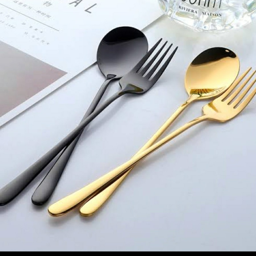 1 SET SENDOK GARPU KOREA STAINLESS KOREAN SPOON FORK SET STAINLESS