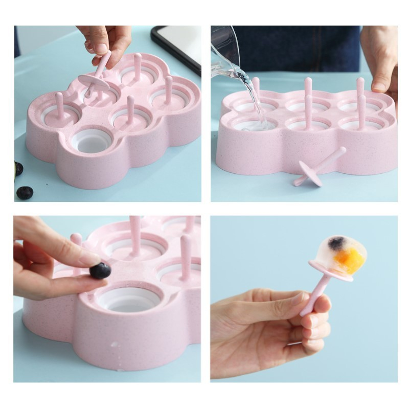 CETAKAN ES KRIM 6 SLOT ES LOLI DIY LUCU ES BATU BULAT BOLA ICE BALL MAKER SILICONE