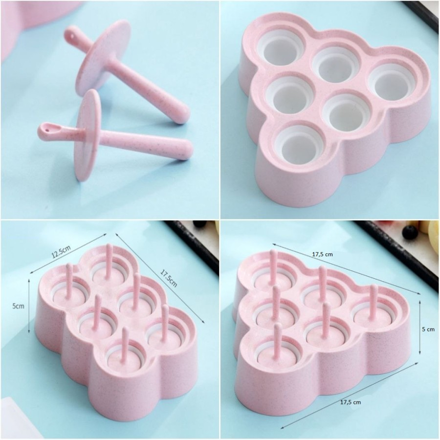 CETAKAN ES KRIM 6 SLOT ES LOLI DIY LUCU ES BATU BULAT BOLA ICE BALL MAKER SILICONE