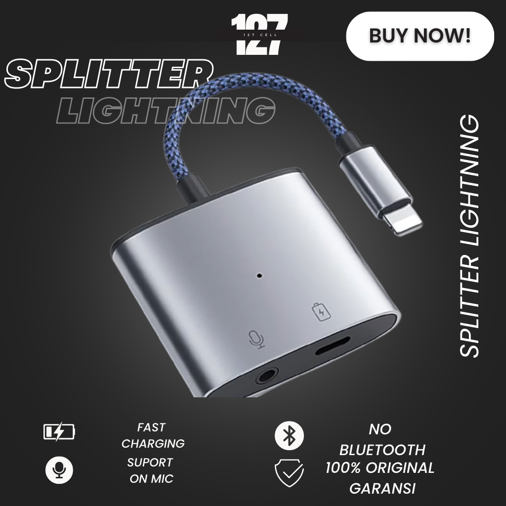 Splitter Lightning  Audio Conveter Lightning Audio Jack 3.5MM Lightning Ios