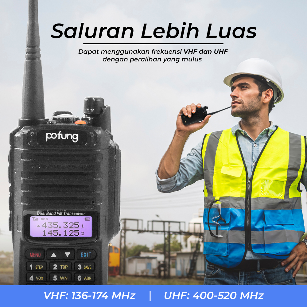 POFUNG Walkie Talkie Professional HD Speaker VHF UHF Waterproof - UV-9R - Black