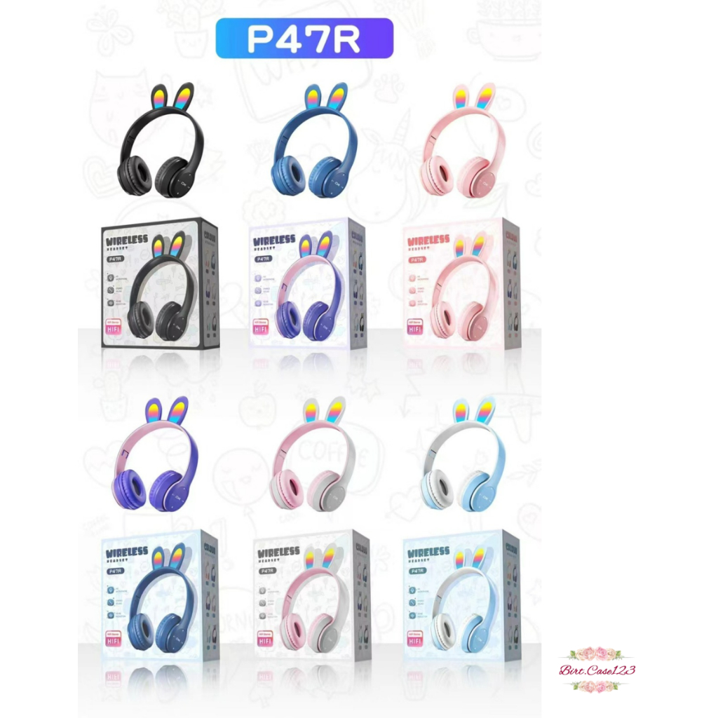 P47R CAT EARS HEADSET headphone Hf bando telinga kucing LED BANDO BLUETOOTH wireles RGB GAME HEADSET G-P47R LED WIRELESS super BASS BC8069