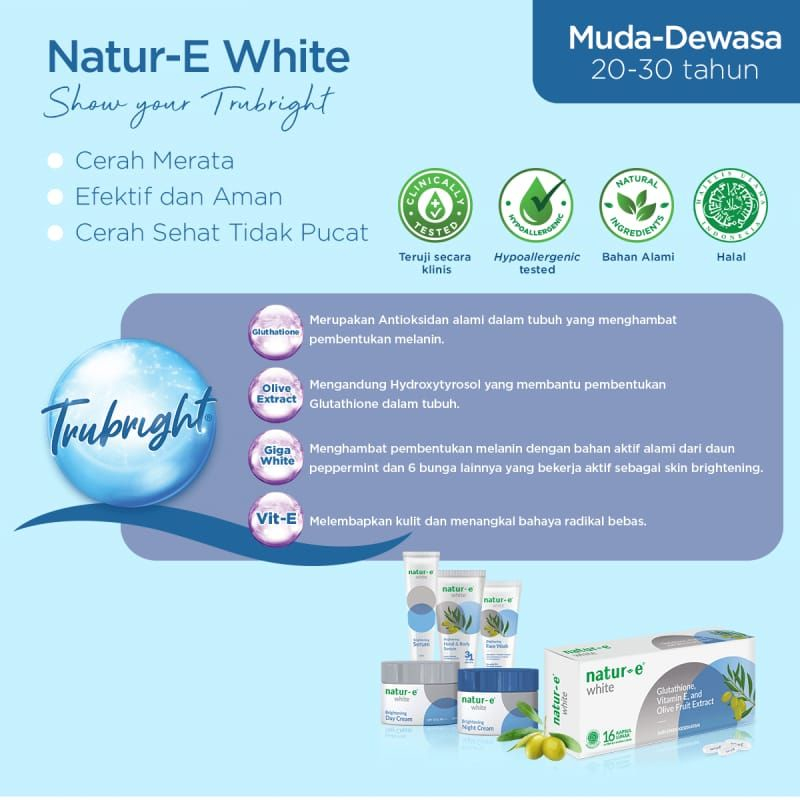 NATUR-E WHITE GLUTATHIONE, VITAMIN E, AND OLIVE FRUIT EXTRACT