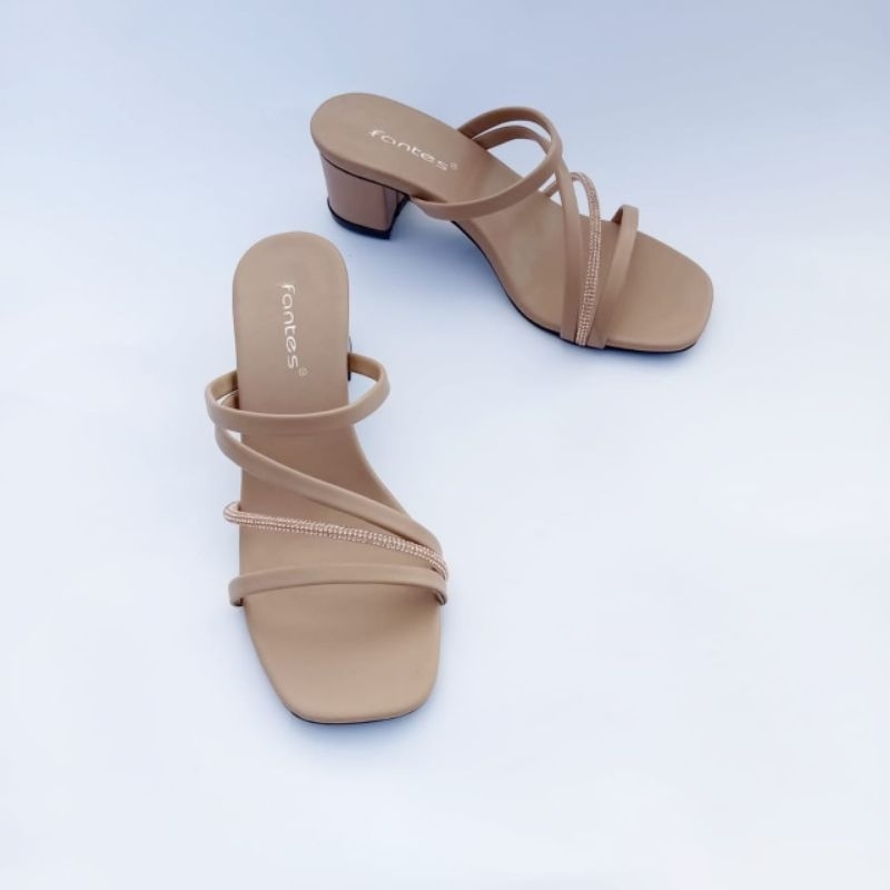 Sandal Chunky Heels Tali Slide 5cm Trend Terbaru