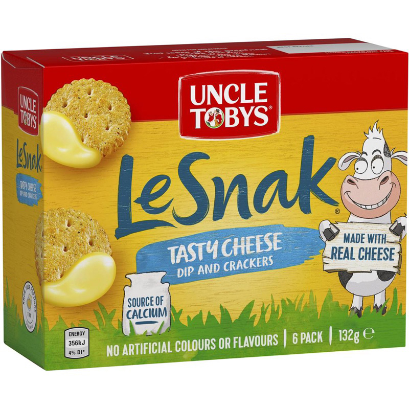 

Uncle Tobys Le Snak Tasty Cheese Dip & Crackers 6 Pack - Australia