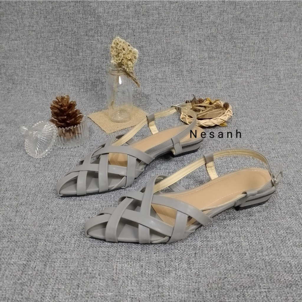 NESANH - JEAN Sepatu Sandal Mules Wanita Kekinian