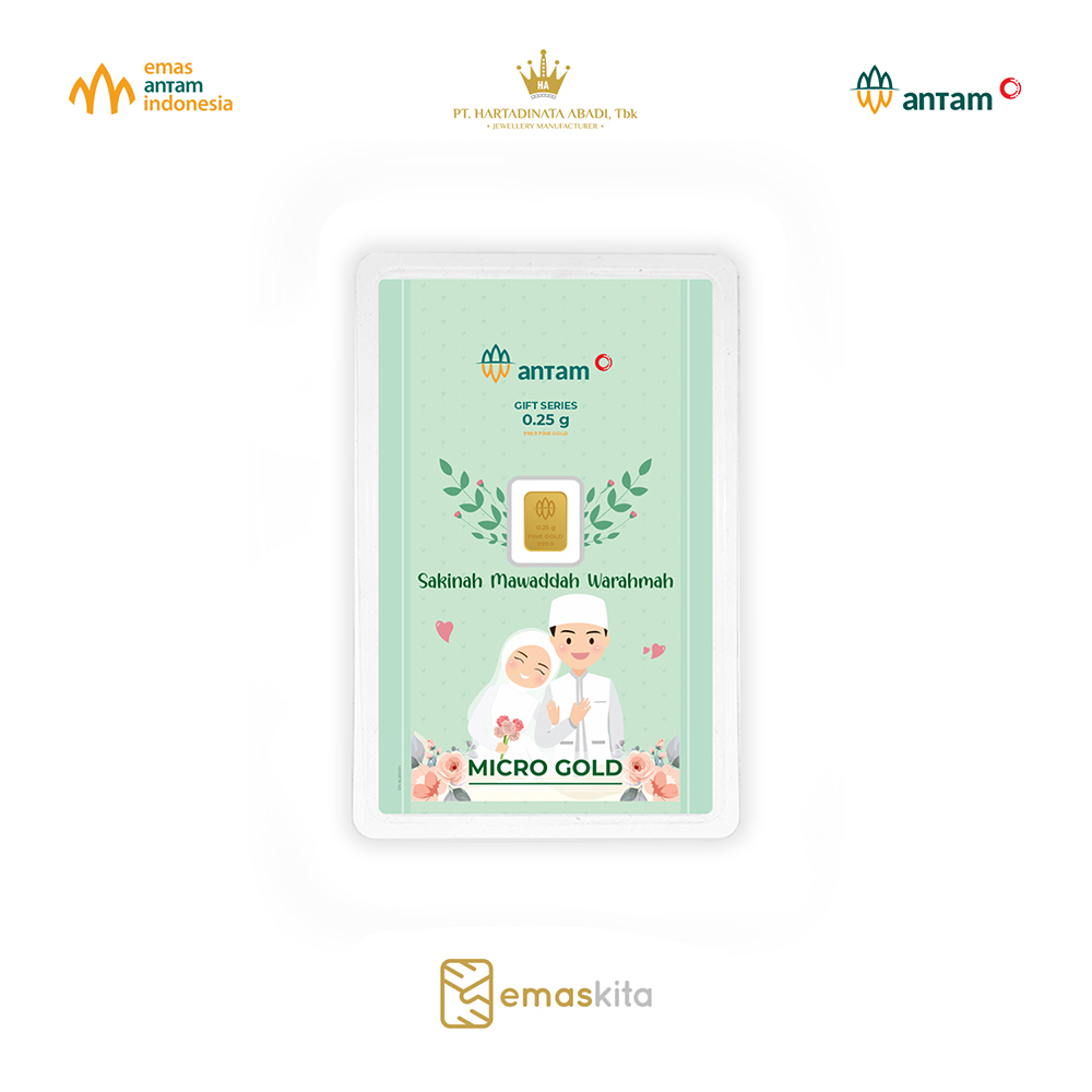 HARTADINATA ABADI Gift Series SAMAWA 0,25 Gram  TERMURAH TERLARIS Emas Mini Emas Batangan Logam Mulia Murni 24 Karat Bersertifikat Resmi Asli Original Tabungan Souvenir Keren Mewah