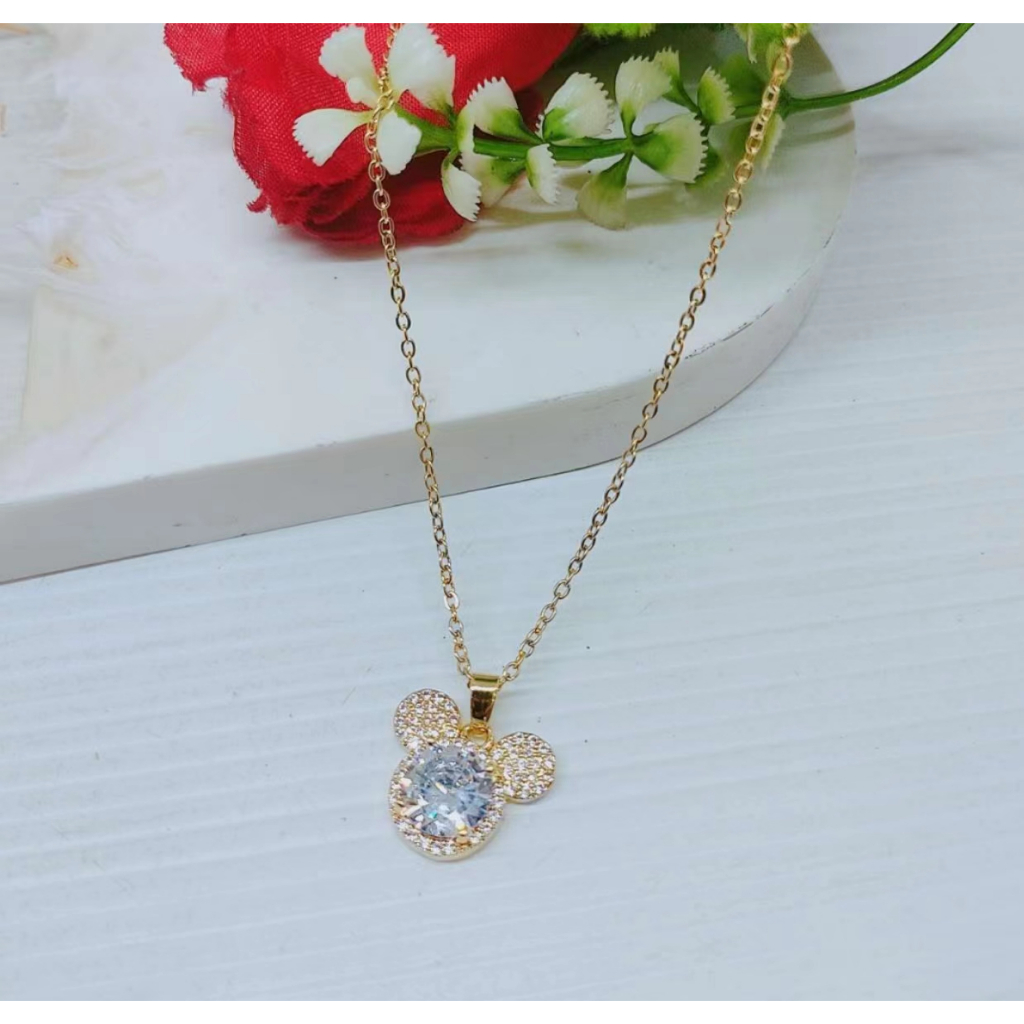 Kalung titanium permata bear perhiasan fashion Z156