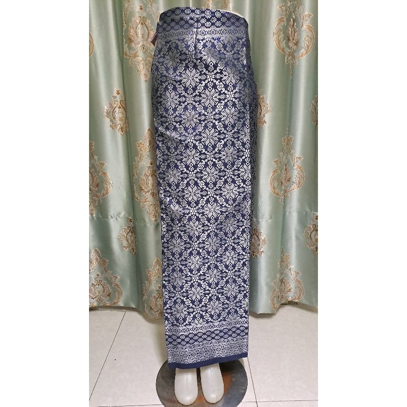 biru navy silver kain rok span bawahan setelan songket lilit kebaya tenun palembang modern aneka war