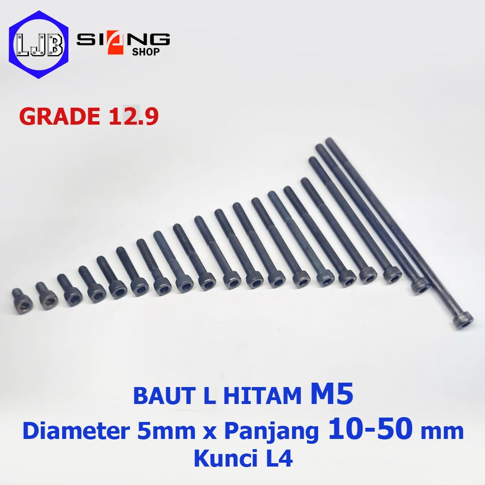 Baut L Hitam M5 Grade 12.9 Panjang 10-50mm