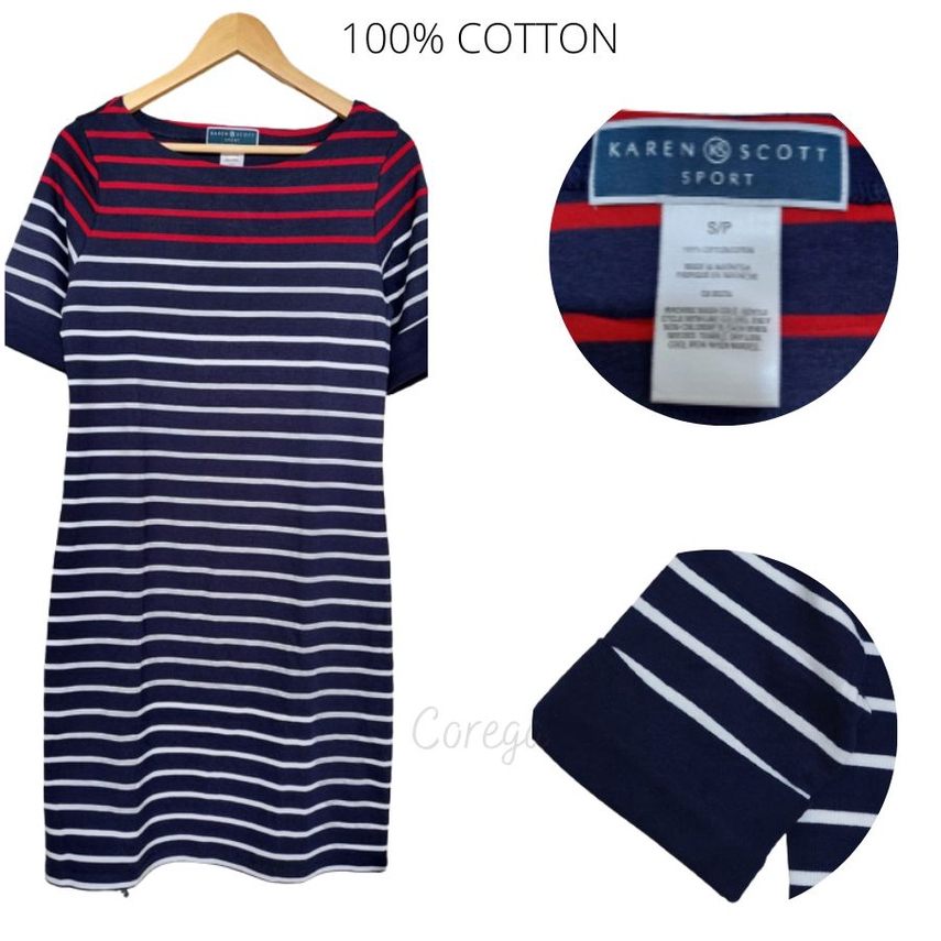 KAREN & SCOTT Dress Wanita Stripe