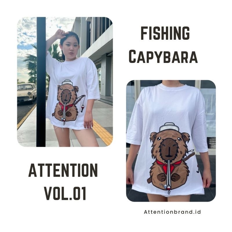 ATTENTION T-SHIRT  | FISHING CAPYBARA T-SHIRT KAOS PREMIUM OVERSIZE