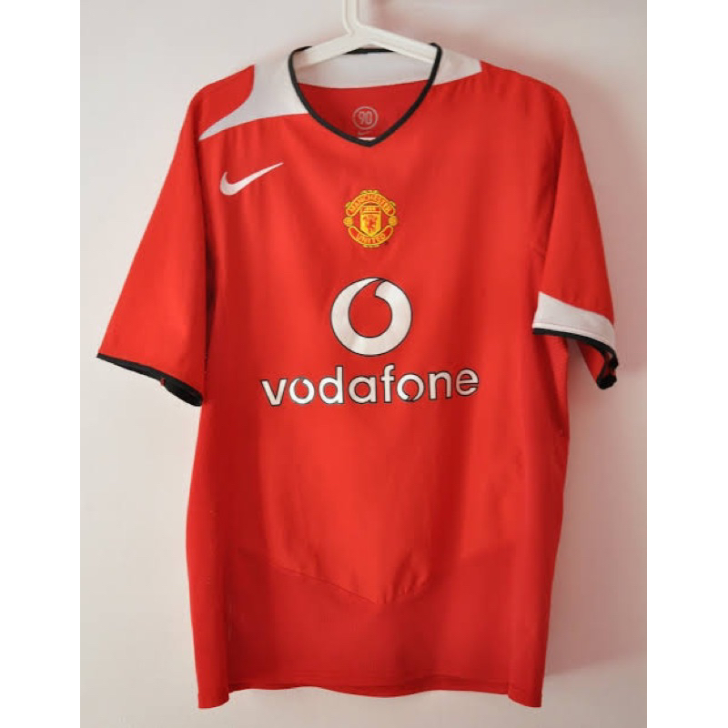 Jersey Manchester United Home Retro 2004-2006 Vodafone Import Grade Ori Official Baju Bola MU Premiu