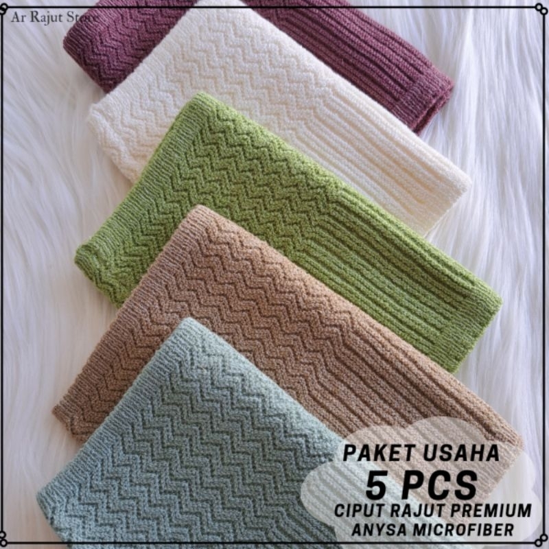 [PAKET HEMAT ISI 5 PCS]Daleman Kerudung Ciput Rajut Premium Anisa Microfiber/inner bandana anti pusing motif Zigjag salur