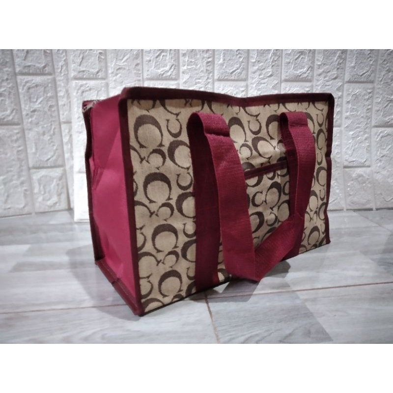 Tas Laundry Belanja Terpal Motif Kotak Lebar 49x20x35 cm Tas Serbaguna Tebal