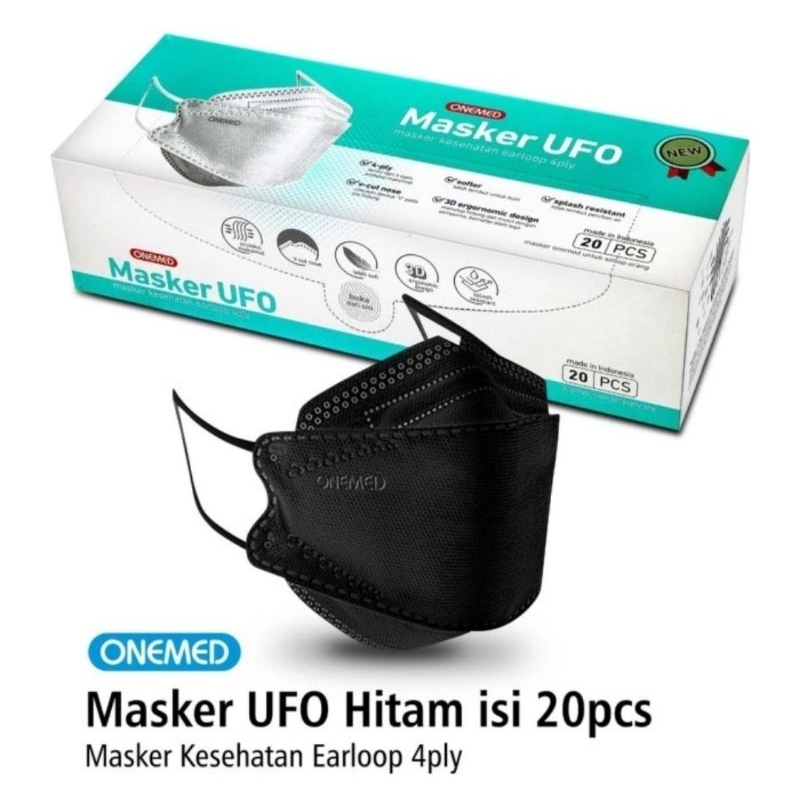 ONEMED - Masker 3D 4ply surgical earloop UFO isi 20pcs