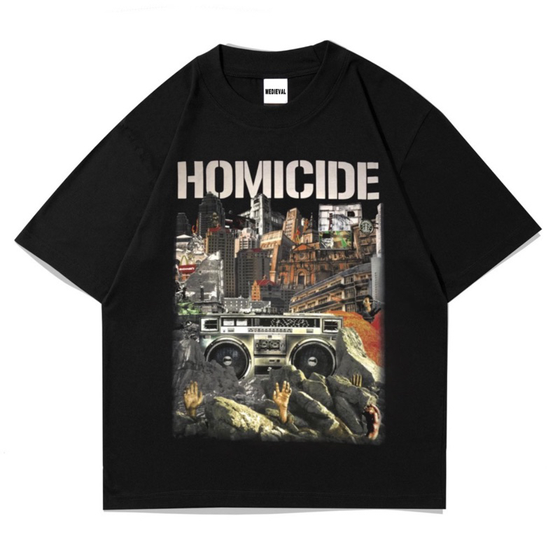 KAOS BAJU HOMICIDE TERRA ANGKARA 1994 - 2007 | T-Shirt Band Metal music Rock | Tee hitam oversize Vi