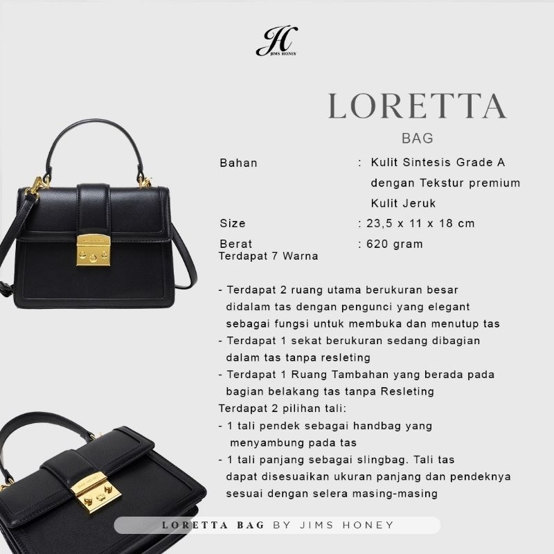 Loretta bag Tas Selempang Wanita Original Jims Honey  realpic cod impor murah exclusive official store