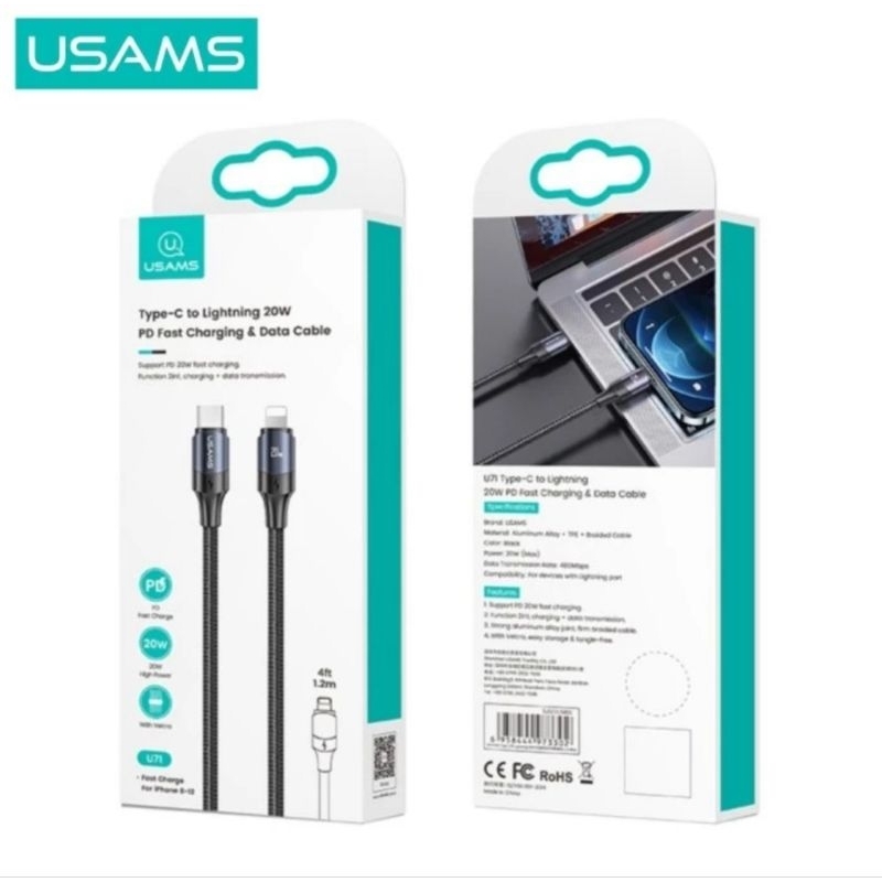 Usams U71 Kabel Data Fast Charging Type C To Lightning 20W - 1,2M