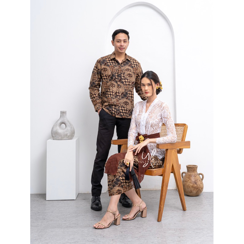 Set Kebaya Kartini Putih Couple | Sarimbit Batik