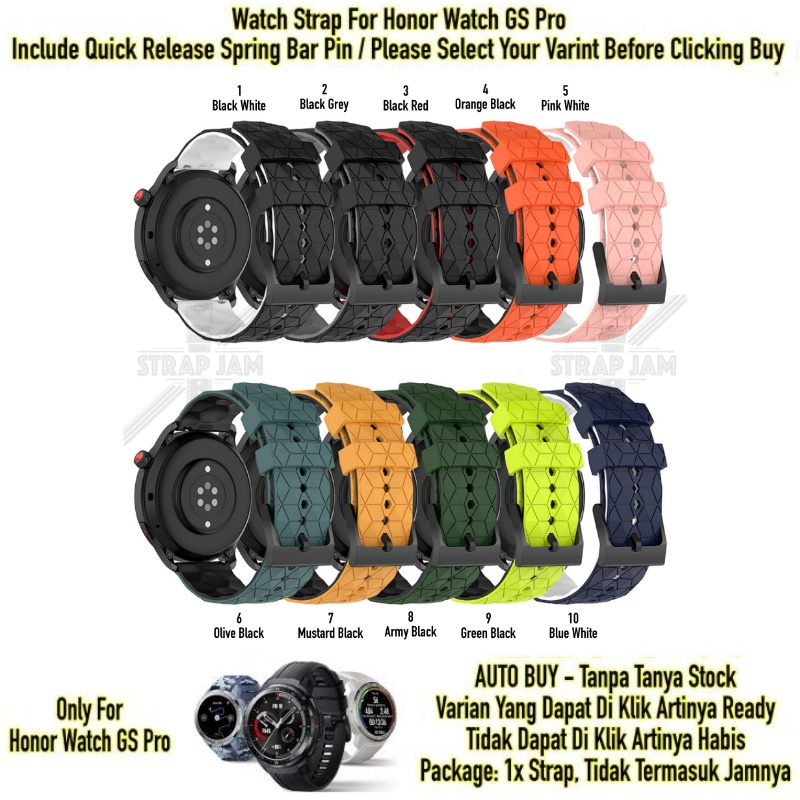 ZQT Strap 22mm Honor Watch GS Pro - Tali Jam Tangan Silikon Rubber Quick Release