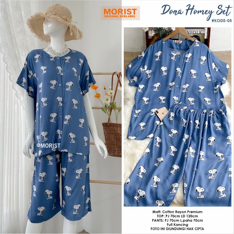 Morist Setelan Pendek Motif Bahan Rayon Premium