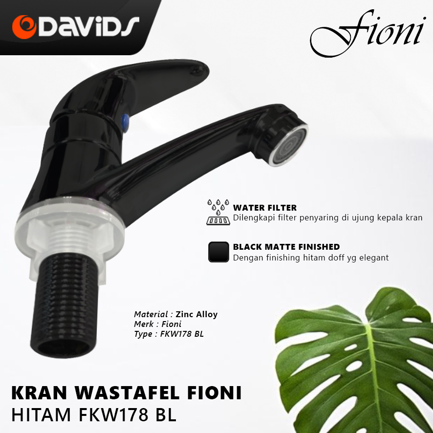 Kran Wastafel Cuci Tangan Washtafel Up Down Black Doff Fioni