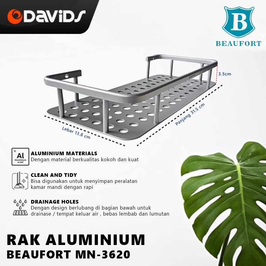 Rak Kamar Mandi Sabun Dinding Aesthetic Anti Karat Beaufort MN3620