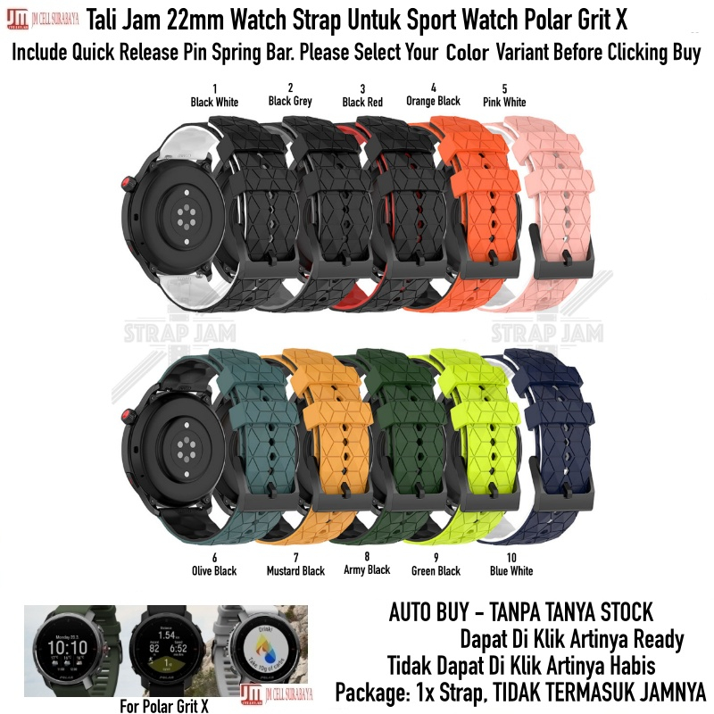 ZQT Strap 22mm Polar Grit X / Pro / Titan - Tali Jam Tangan Silikon Rubber Quick Release